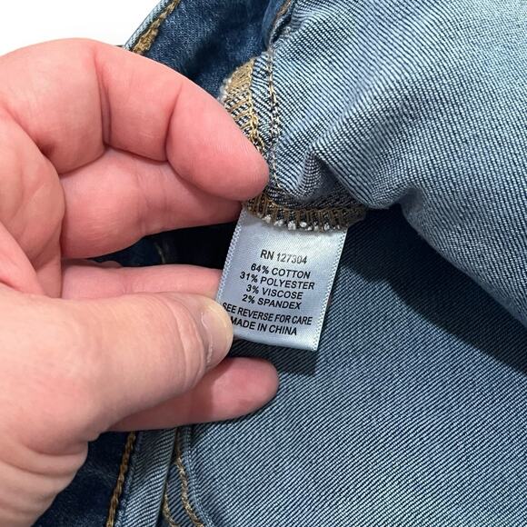 John Mark Jeans Womens 14 Crop Wide Leg Frayed Hem Blue Jeans Patch Pockets - Picture 4 of 10